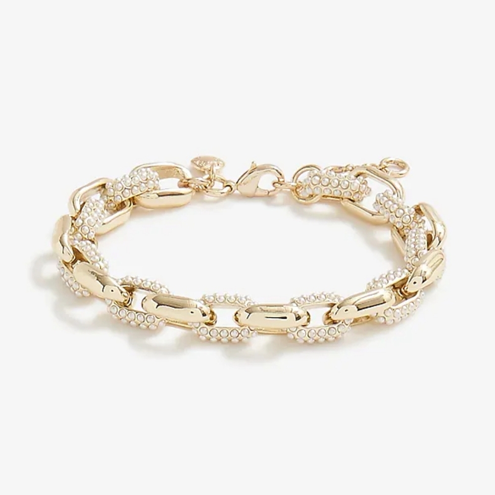 NWT J. CREW | $45 Pearl Pavé Chain Bracelet